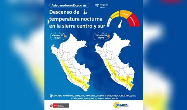  Senamhi activa alerta naranja por 47 horas debido a temperaturas bajo cero: lista de 14 regiones afectadas  
