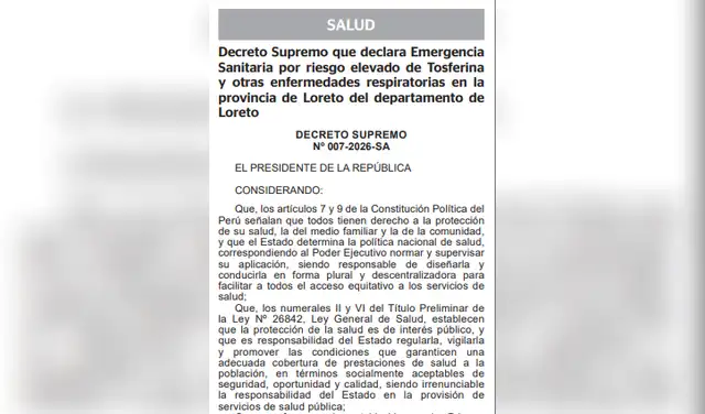 Gobierno declara emergencia sanitaria en Loreto tras fallecimientos por tos ferina.  