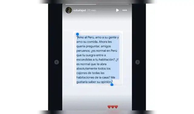 Mensaje de la esposa de André Carrillo.