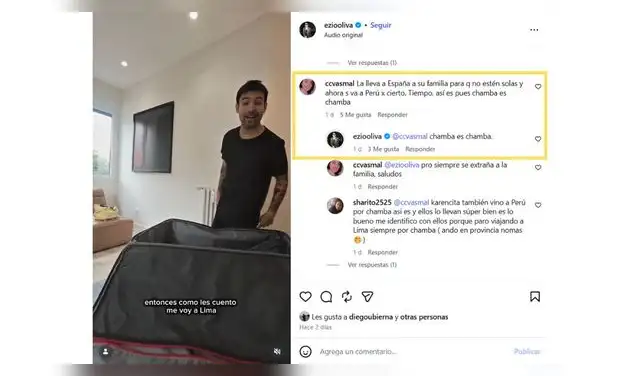 Ezio Oliva responde a usuaria sobre dejar a Karen Schwarz en España.