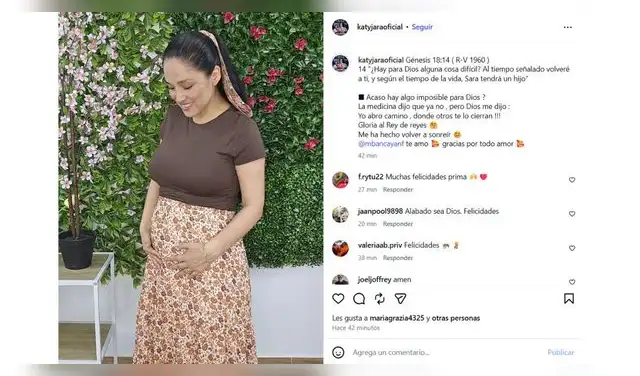Katy Jara emocionada por su tercer bebé.