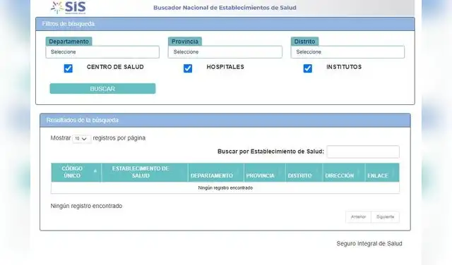 Buscador Nacional de Establecimiento de Salud. Buscador Nacional de Establecimiento de Salud.