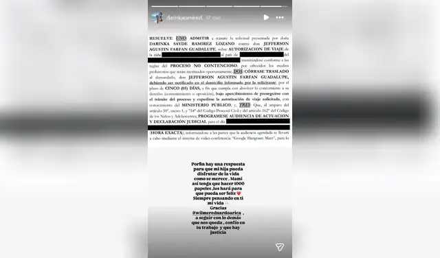 Darinka Ramírez revela avance en proceso legal con Farfán