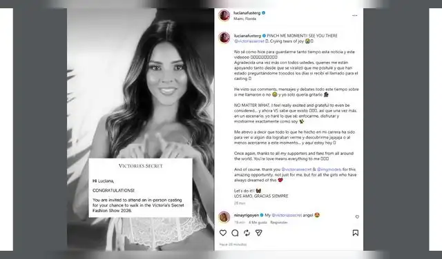Luciana Fuster se pronuncia sobre casting de Victoria's Secret.