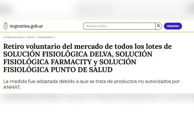Fuente: ANMAT (Administración Nacional de Medicamentos, Alimentos y Tecnología Médica  