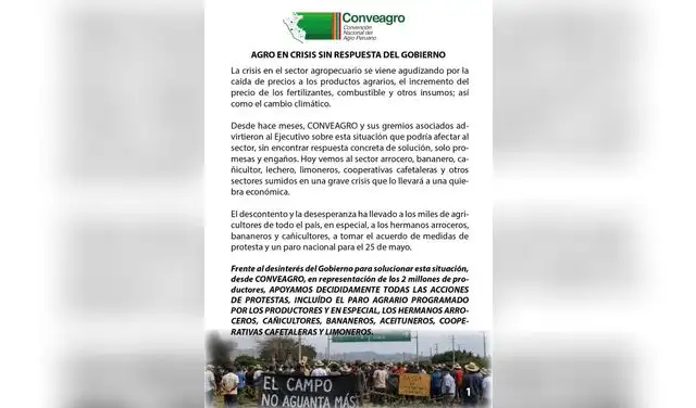 Productores exigen declaratoria de emergencia para el sector agropecuario.  