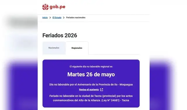 Gobierno ya reporta los feriados regionales en Perú.  