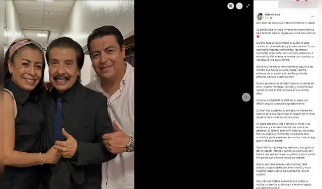 Gabriela Lara confirma fallecimiento de su padre