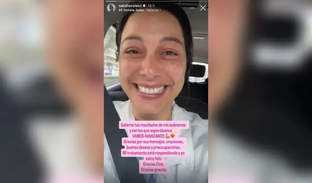 Natalia Salas emocionada por resultado favorable.