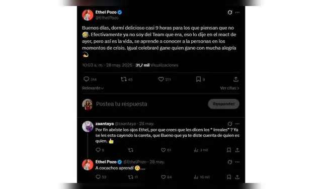 Comentarios de Ethel Pozo que generaron críticas.