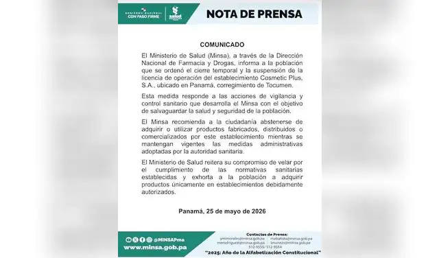 Minsa suspendió a Cosmetic Plus: esta es la lista de productos que no debes usar.  