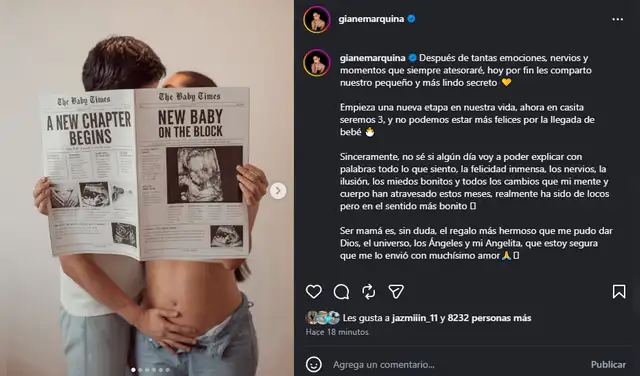 Gianella Marquina anuncia su embarazo
