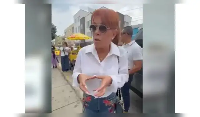 Magaly Medina a la salida de su local de votación.