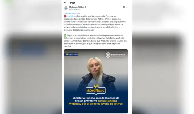 Fiscalía pide ocho meses de prisión preventiva por nuevo delito de Nadeska Widausky en medio de extradición a bélgica Fiscalía pide ocho meses de prisión preventiva por nuevo delito de Nadeska Widausky en medio de extradición a bélgica