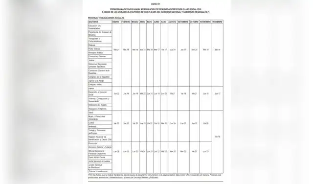 Cronograma de pagos del Banco de la Nación para junio 2026.  
