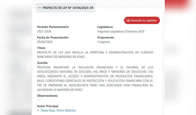 Proyecto de ley que regula la apertura y administración de cuentas bancarias de menores de edad. Proyecto de ley que regula la apertura y administración de cuentas bancarias de menores de edad.
