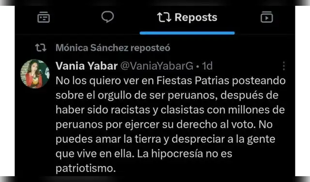Mensaje que compartió Mónica Sánchez. Mensaje que compartió Mónica Sánchez.