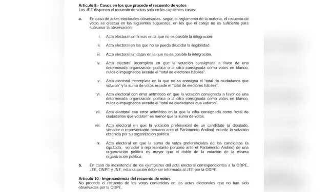 Artículo 9 de la resolución 0182-2025-JNE.  