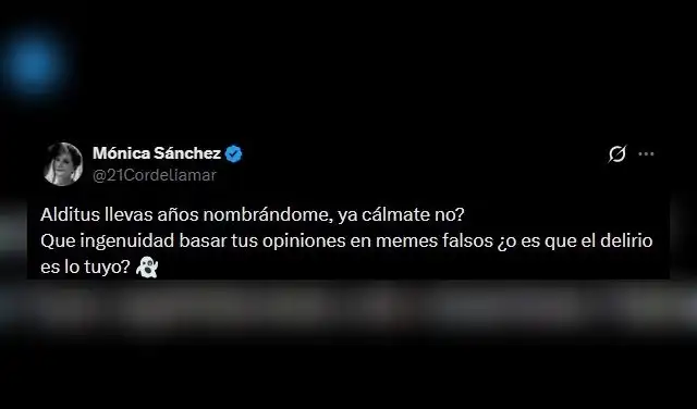 Mónica Sánchez responde a Aldo Mariategui. Mónica Sánchez responde a Aldo Mariategui.