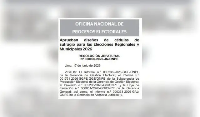 Aprueban diseños de cédulas de sufragio para las Elecciones Regionales y Municipales 2026.  