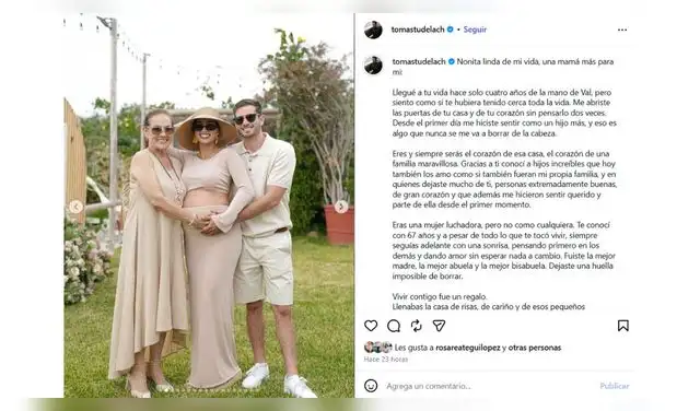 Tomás Tudela se pronuncia por el fallecimiento de la abuela de Valery Revello.