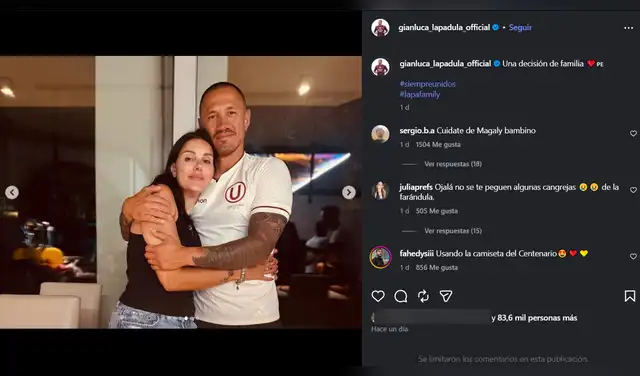 Gianluca Lapadula reaparece con su esposa
