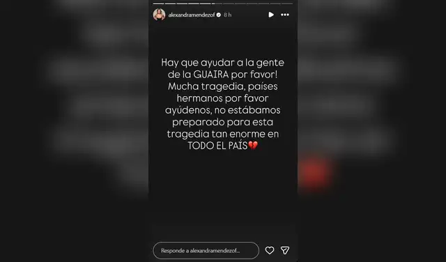 Alexandra Méndez 'La Chama' pide ayuda