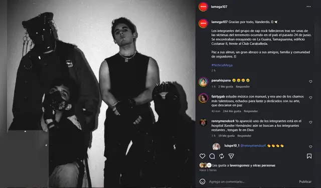 Integrantes de banda fallecen en terremotos de Venezuela