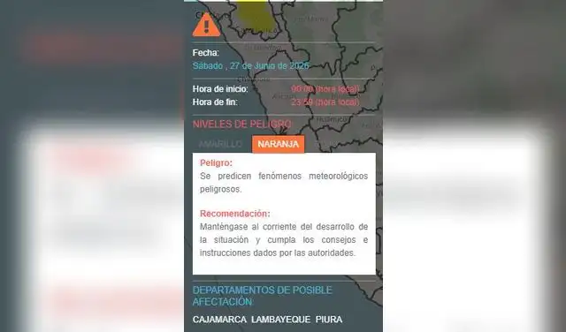 Senamhi: Incremento de viento en la sierra norte.   