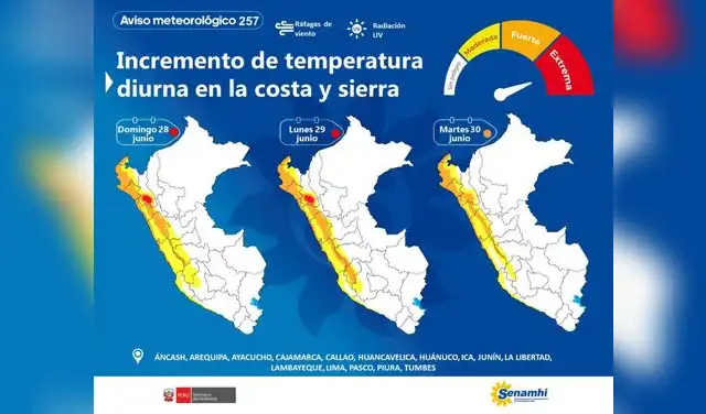 Estas son las regiones peruanas afectadas con la alerta roja para este 28 de junio, según Senamhi.  
