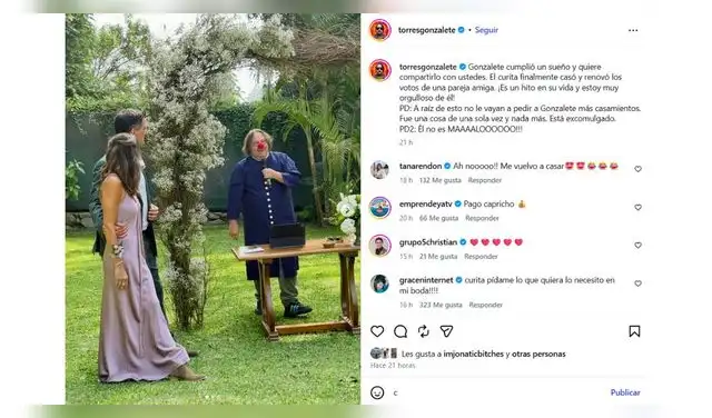 Gonzalo Torres se pronuncia sobre boda.