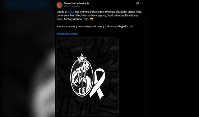 Deportivo La Guaira envía condolencias a Lucas Trejo
