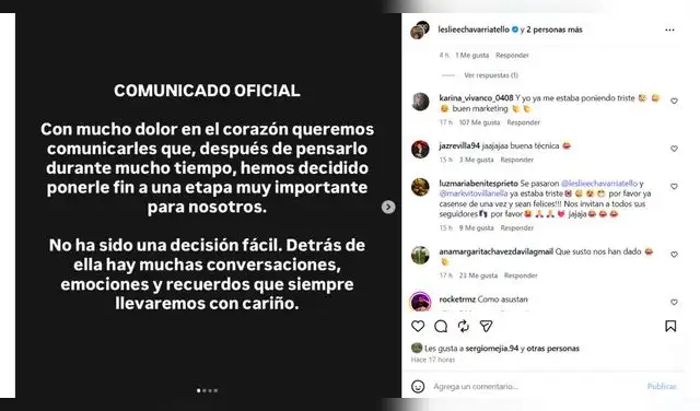 Comunicado de Mark Vito y Leslie Echevarría. Comunicado de Mark Vito y Leslie Echevarría.