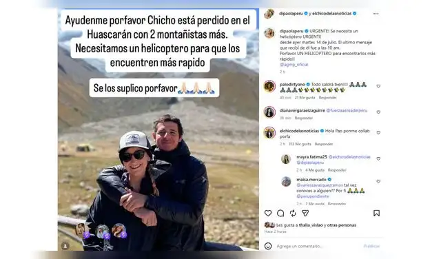 Influencer ruega por ayuda para encontrar a montañista desaparecido.