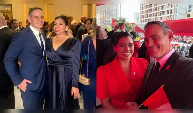 Mark Vito y Leslie Echavarría en desfile militar y cena de gala.
