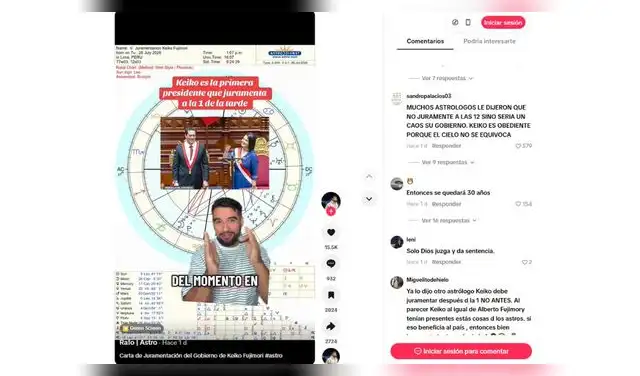 Usuarios comentan sobre la predicción de la hora de juramentación de Keiko Fujimori.
