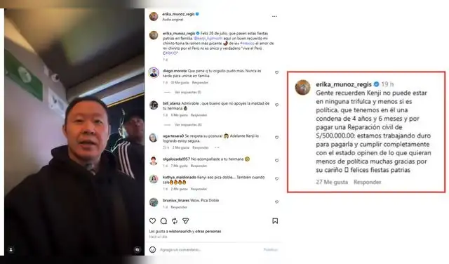 Esposa de Kenji Fujimori lo defiende y revela por qué no asistió a juramentación de Keiko. Esposa de Kenji Fujimori lo defiende y revela por qué no asistió a juramentación de Keiko.