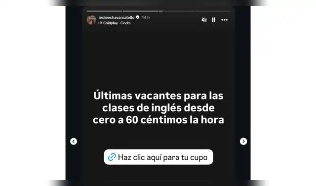 Leslie Echevarría hace anuncio sobre sus clases de inglés.