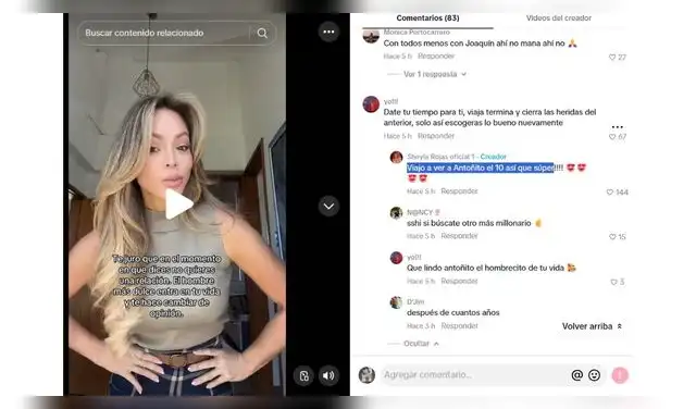 Sheyla Rojas responde cuándo verá a su hijo Antoñito. Sheyla Rojas responde cuándo verá a su hijo Antoñito.