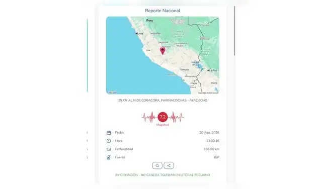 Marina de Guerra del Perú niega riesgo de tsunami tras terremoto en Ayacucho. Marina de Guerra del Perú niega riesgo de tsunami tras terremoto en Ayacucho.