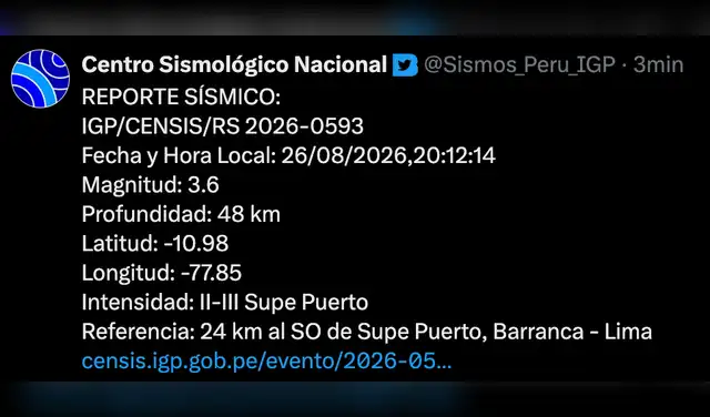 Nuevo temblor se registró en Barranca.