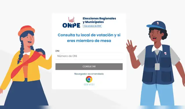 Consulta tu local de votación para las ERM 2026: LINK oficial de ONPE para saber dónde votar el 4 de octubre.