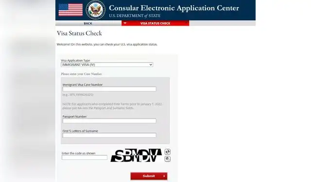 Plataforma para ver si tu visa americana está cancelada.