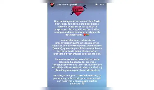 Comunicado de Corazón Serrano.