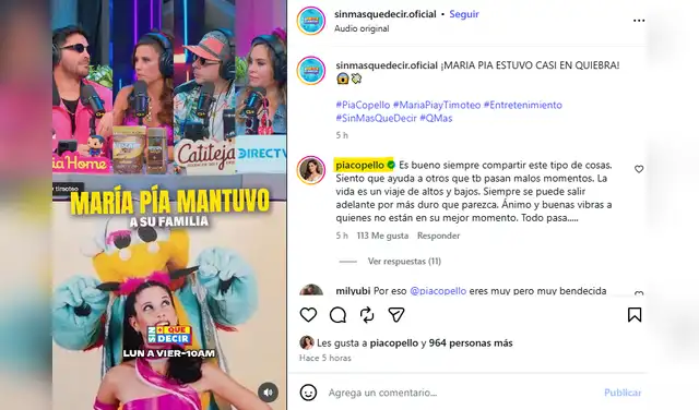 María Pía Copello admite que tuvo que mantener a su familia.