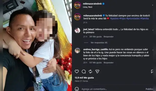 Milena Zárate deja mensaje a su hija.