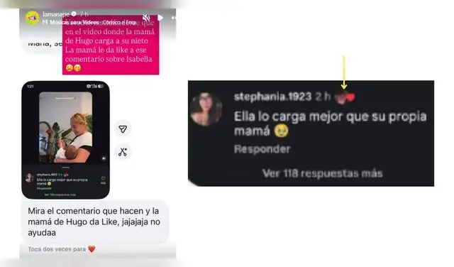 Mamá de Hugo García le da 'like' a comentario contra Isabella Ladera. Mamá de Hugo García le da 'like' a comentario contra Isabella Ladera.