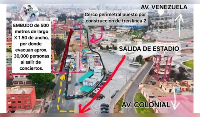 Conciertos de BTS en San Marcos: vecinos alertan por salida estrecha y piden revisar rutas de evacuación. Foto: Difusión.