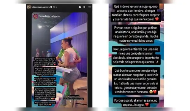 Mensaje de Brenda Carvalho que Allison Pastor compartió en redes.