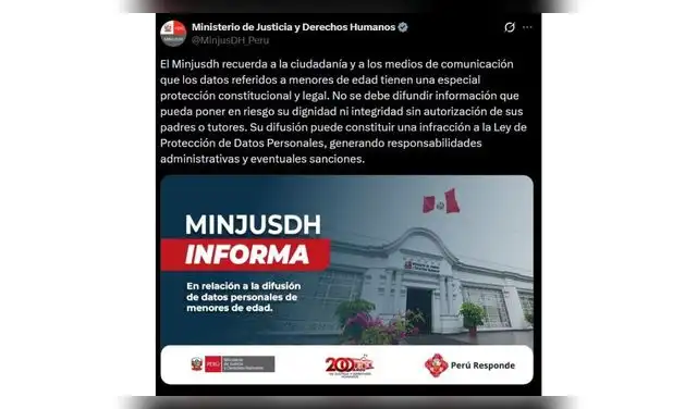 Comunicado del Ministerio de Justicia.
